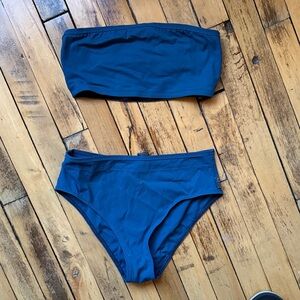 Blue Bandeau Bikini Set